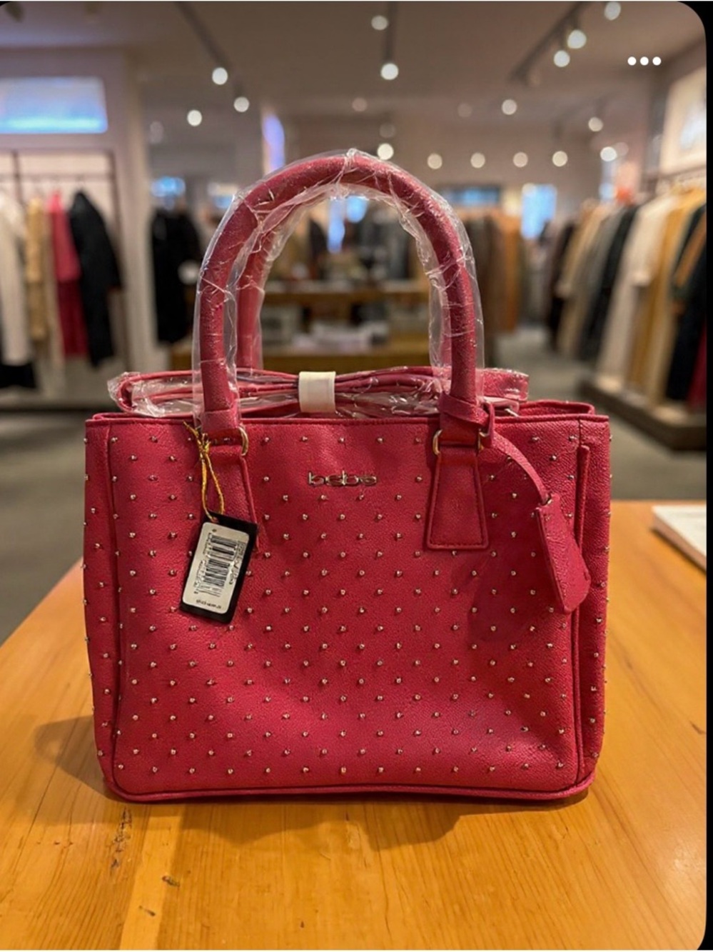bebe Hot Pink Studded Satchel